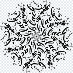 Black Life Matter Mandala Style Line Art. Vector seamless pattern. Calligraphy style line art mandala. Good for tattoo, card, print, background.