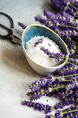 Spa concept with fresh lavender flowers