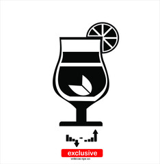 Cocktail Icon.Flat design style vector illustration for graphic and web design.