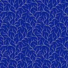 Coral reef underwater plans doodle  seamless pattern.