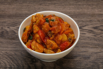 Chicken with oyster sauce and vegetables