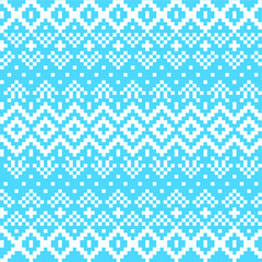 Christmas and New Year Design. Knitted seamless pattern in pixel.