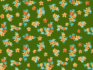 Simple cute pattern in small beauteous flower of mallow. Liberty style. Floral seamless background for textile or book covers, manufacturing, wallpapers, print, gift wrap and scrapbooking.