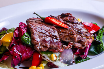 Grilled pork with vegetables