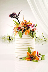wedding cake
with flower on top