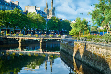 bridge over the river in quimper brittany france
