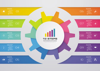 10 steps simple&editable process chart infographics element. EPS 10.	