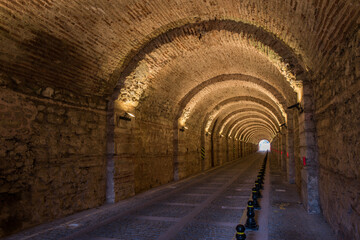 The Beylerbeyi Palace Tunnel (Turkish: Beylerbeyi Sarayi Tuneli) is a historic tunnel under the Beylerbeyi Palace. Reopen tunnel connecting Uskudar with Beylerbeyi and Cengelkoy. Istanbul, Turkey.