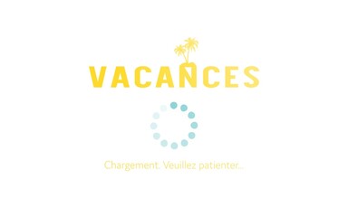 Summer vacation. Progress bar with inscription. Vacation loading in sketchy style. Vacation. Loading. Please wait (in French).