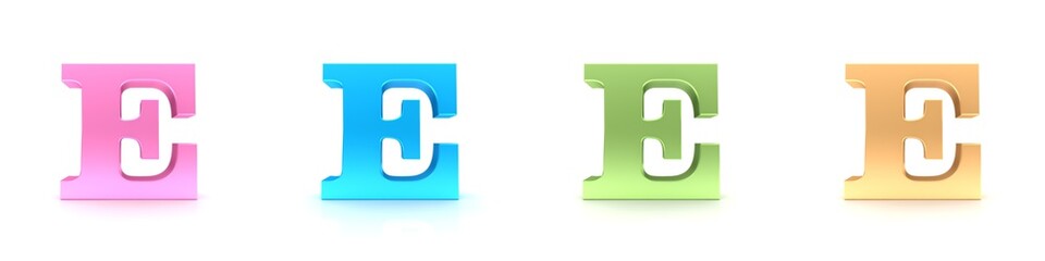 E letter sign 3d