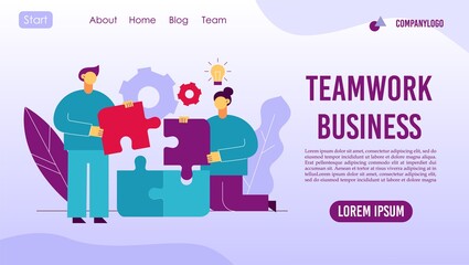Teamwork business management workflow web page concept