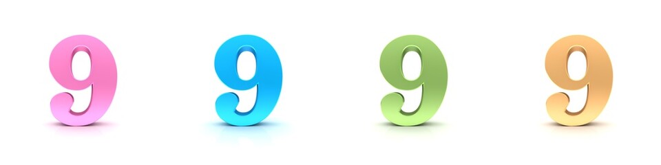 9 nine number 3d numerals digits figures pastel colors