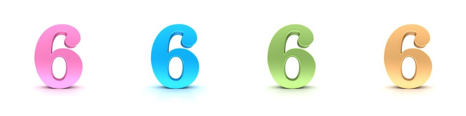 6 six number 3d numerals digits figures pastel colors - obrazy, fototapety, plakaty