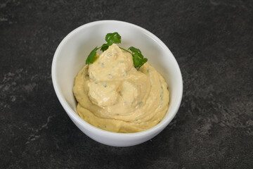 Hummus snack with olive oil
