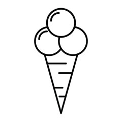 Ice cream cone line art icon sweet dessert isolated vector illustration