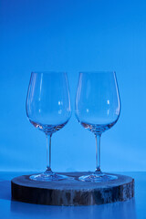 Two glasses of wine on white background