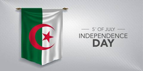 Algeria independence day greeting card, banner, vector illustration