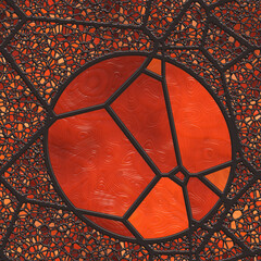 Abstract stained glass- metal grate