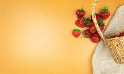 Juicy and ripe strawberries as a background for text