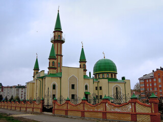 Cathedral mosque Djamig in Zelenodolsk, Republic of Tatarstan, Russia. This is one of three mosques located in Zelenodolsk, built in traditional Tatar style