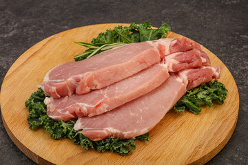 Raw pork steak for cooking