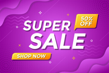 Super sale banner and discount vector template