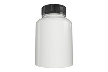 Supplement bottle mock-up  with a black lid, 3d illustration