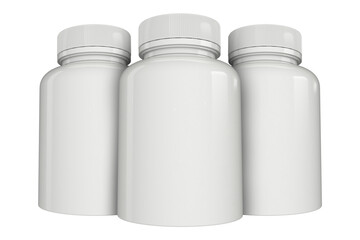Supplement bottle mock-up with a white lid, 3d illustration