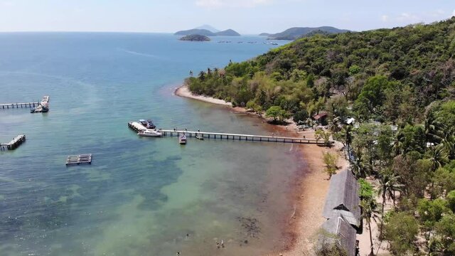 Aerial view of Ba Lua archipelago (another name is Binh Tri island) in Kien Luong, Kien Giang province, Vietnam.