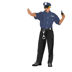 Freehand drawing on a white background police man shows stop hand.