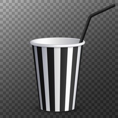 Paper Coffee Cup isolated on transparent background. Vector promotional mockup