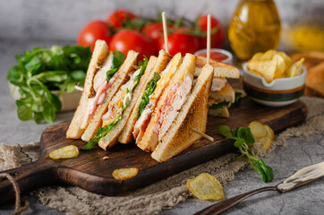Delicious homemade club sandwich - 357402389
