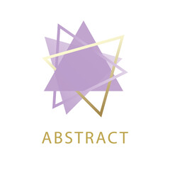 Vector illustration with abstract image consisting of gold and purple lavender triangles folded in the shape of an origami. Template for logo, icons, pictograms for premium business company.