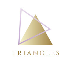 Vector illustration with abstract image consisting of gold and purple lavender triangles folded in the shape of an origami. Template for logo, icons, pictograms for premium business company.