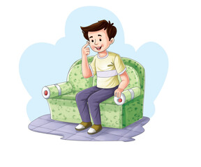 boy sitting on the sofa