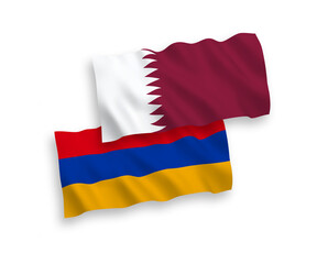 Flags of Qatar and Armenia on a white background