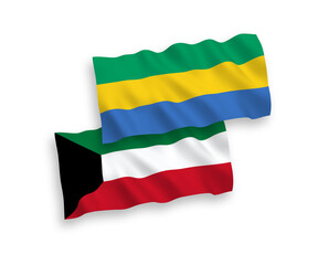 Fototapeta premium Flags of Gabon and Kuwait on a white background