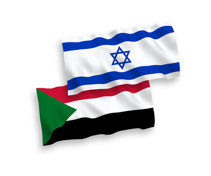 Flags Of Sudan And Israel On A White Background