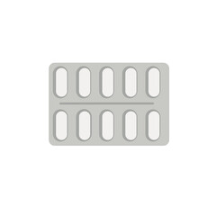 Tablet strip icon isolated on white background.  Medical drug package for tablet, vitamin, antibiotic, aspirin. Vector Illustration blister in flat style.