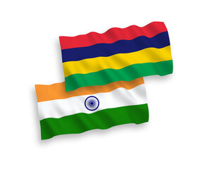Flags of India and Mauritius on a white background