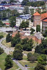 widok na Kraków z balonu, panorama na Kraków z powietrza