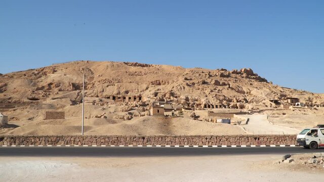 Luxor Egypt. The slope of the mountain where archaeological excavations are conducted.