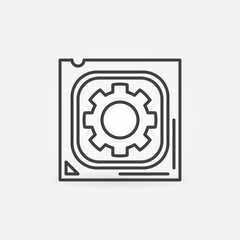 CPU with Gear vector concept icon. Processor Repair symbol in thin line style
