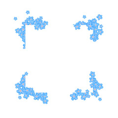 Drawn myosotis floral corners. Clip art on white background