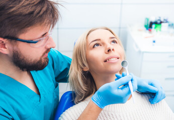 Patient and dentist in the dental office