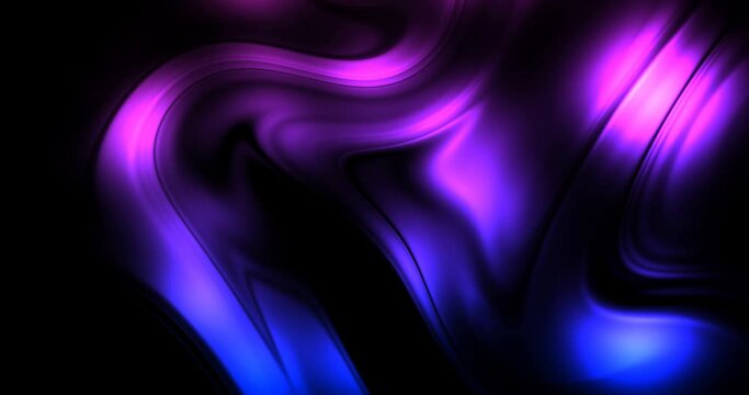 Blue purple glowing plasma as fire flame, dynamic changing surface of neon burning gas as luminous bright stream, slide motion animated effect over black background.