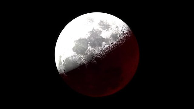 Realistic Blood Moon Lunar Eclipse Animation
