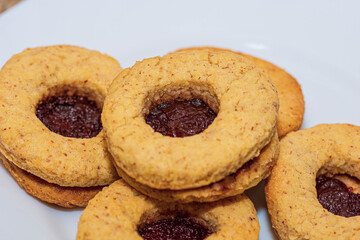 Homemade Linzer Cookies with Sweet Organic Strawberry Jam