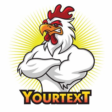 Angry Rooster Mascot Logo Premium Vector Cartoon Illustration