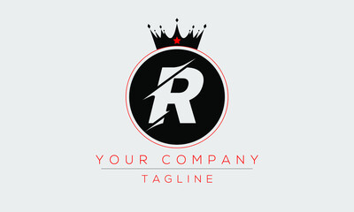 Letter R Logo Design, Creative Modern Icon R With Crown Head